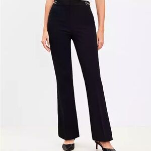 LOFT Black Curvy Horsebit Sutton Flare Pants in Bi-Stretch